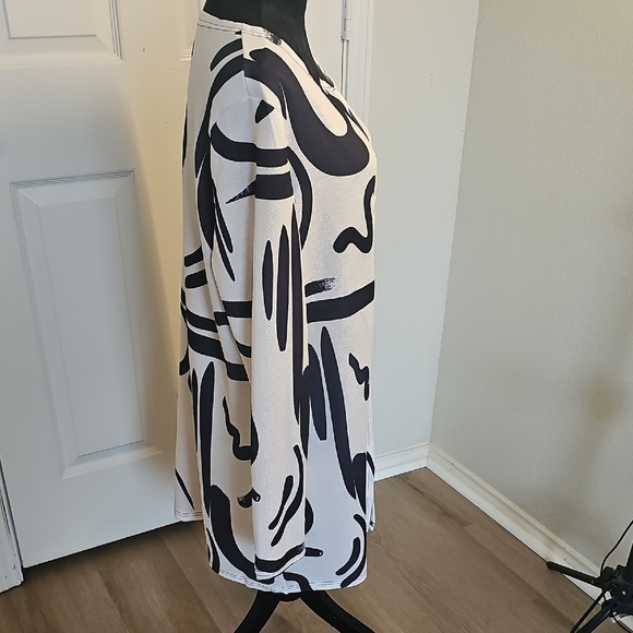 NWOT Women's Geometric Open Front Bold Lightweight Unique Long Cardigan XL - Picture 9 of 14